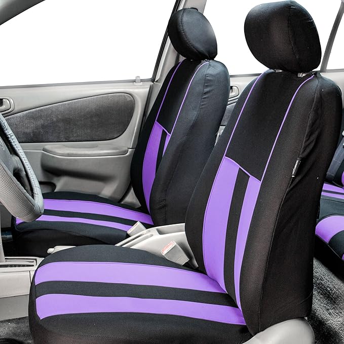 FH Group Car Seat Cover Front Set Striking Striped Car Seat Covers with Front Seat Covers and Rear Split Bench, Universal Fit