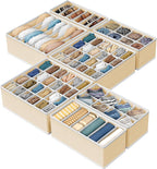 Simple Houseware Closet Underwear Organizer Drawer Divider Assorted 7 Pieces, Beige