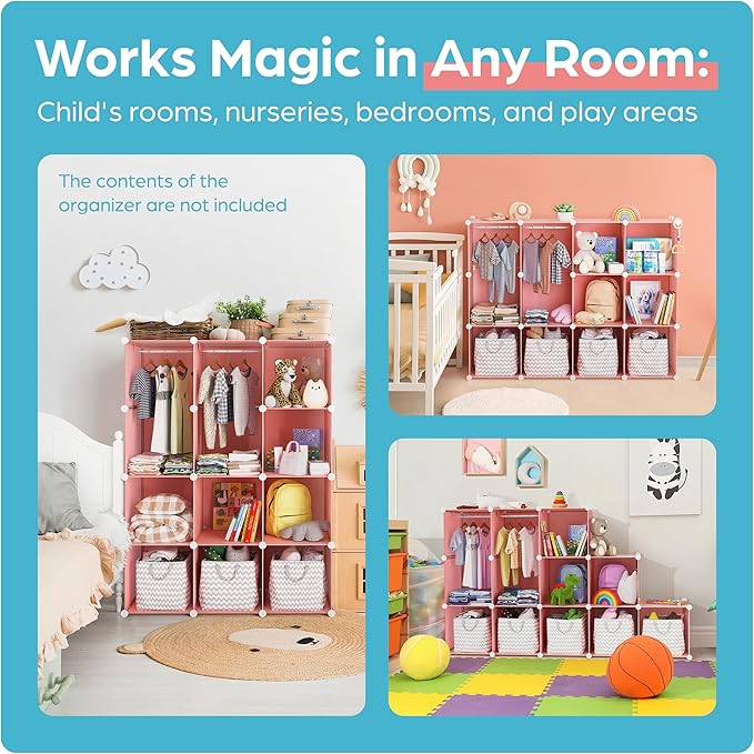 CUBEDIY Baby Closet Organizer for Nursery - Durable Baby Wardrobe Armoire for Closet - Customizable Dresser Shelves - Waterpr