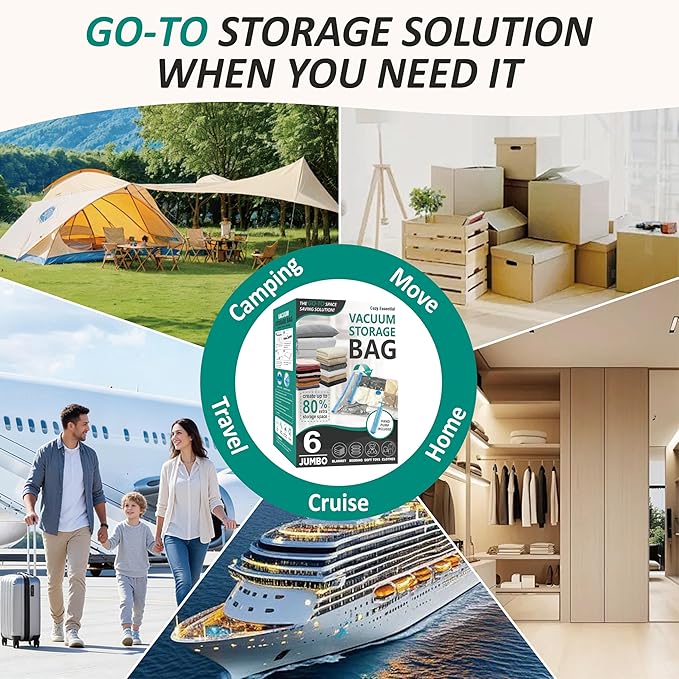 Cozy Essential Vacuum Storage Bags, 80% Compression Vacuum Seal Space Saver Plastic Packaging Bags for Clothes, Blankets, Pil