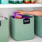 NaturalCozy Storage Cubes 11 Inch Cotton Rope Woven Baskets for Organizing, 3-Pack | Cube Storage Bin | Square Storage Basket