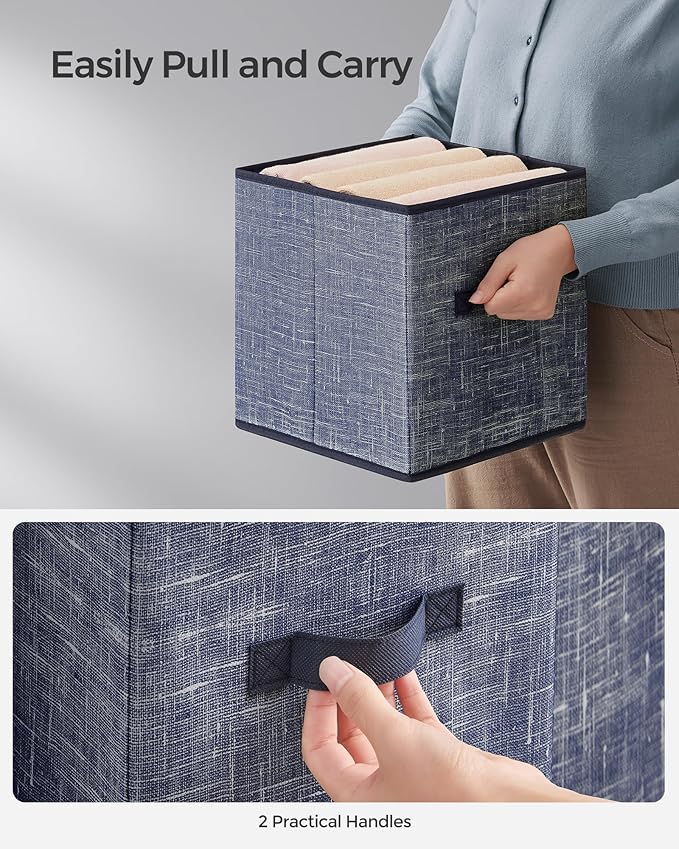 SONGMICS Storage Cubes, 10.2 x 10.2 x 11 Inches Non-Woven Fabric Bins with Double Handles, Set of 8, Closet Organizers for Sh