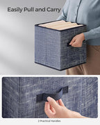 SONGMICS Storage Cubes, 10.2 x 10.2 x 11 Inches Non-Woven Fabric Bins with Double Handles, Set of 8, Closet Organizers for Sh