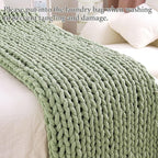 Admitrack Chunky Knit Blanket Throw, 100% Hand Knit Chenille Throw Blanket for Sofa & Home Decor, Soft and Cozy Knitted Throw