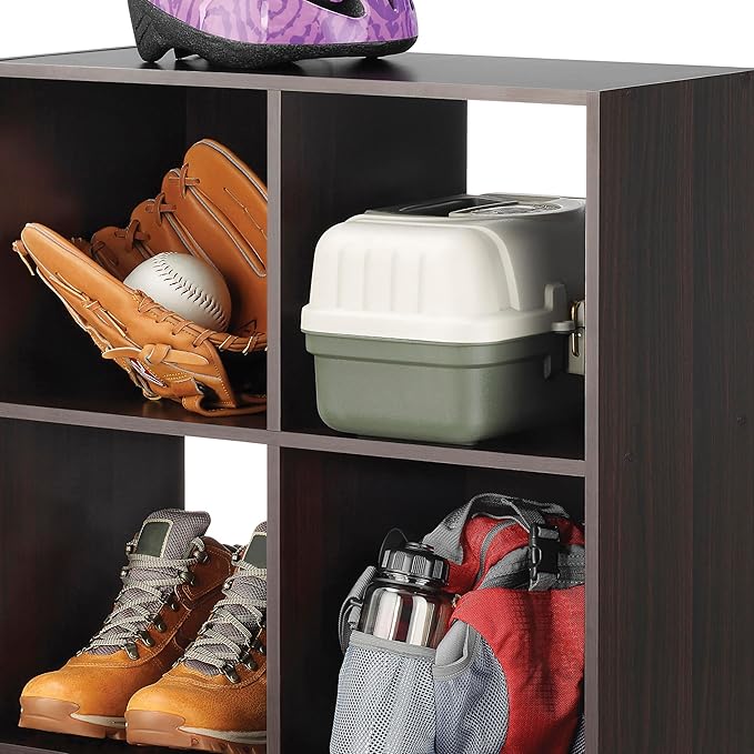 Whitmor 6 Cube Storage Organizer, 3 Tier Stackable Mdf Wood Bookcase, Open Storage Display Bookshelf, Storage Cabinet for Liv