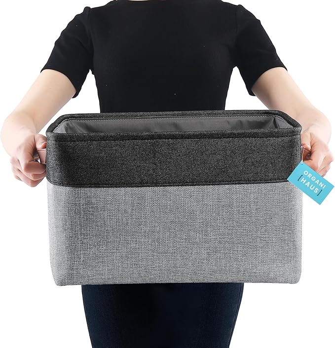 OrganiHaus Extra Large Fabric Storage Baskets for Shelves 3 Pack, 16x13in Closet Storage Bins, Canvas Baskets for Organizing,