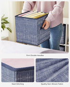 SONGMICS Storage Cubes, 11-Inch Non-Woven Fabric Bins with Double Handles, Set of 6, Closet Organizers for Shelves, Foldable,