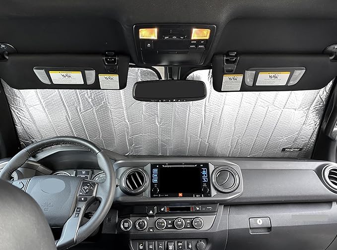 YelloPro Custom Fit Reflective Windshield Sunshade for 2016 2017 2018 2019 2020 2021 2022 2023 Toyota Tacoma, TRD Off-Road, SR, SR5, TRD Sport, TRD Pro, Limited 2Dr 4Dr Pickup, UV Reflector