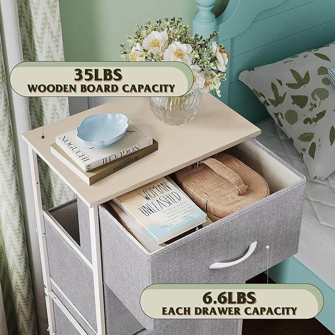 WLIVE 4 Drawers Dresser for Bedroom, Light Grey Fabric Clothes Storage Organizer Unit, Dresser for Hallway, Entryway, Closets