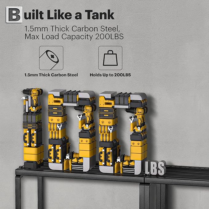 Spampur Power Tool Organizer, 15 Min Fast Assembly, 8 Slots 3 Layer Heavy Duty Metal & Max 150lb load Cordless Power Dill Hol