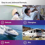 3M Perfect-It Gelcoat Medium Cutting Compound + Wax, 36106, 1 Quart, One-Step Process, P1500 and Finer Scratches, Fiberglass Oxidation Remover for Boats and RVs