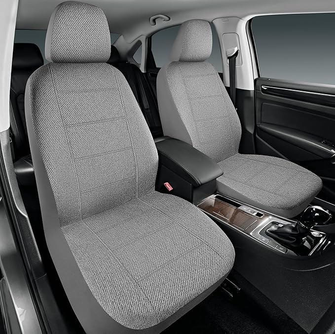Road Comforts Full Set Car Seat Covers Front Rear Seat Cover Low Back, Flax Seat Protector, Airbag Compatible, Universal Fits