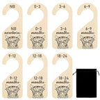R HORSE 8Pcs Highland Cow Baby Closet Dividers, Double Sided Baby Closet Organizers Nursery Hanger Dividers Wood Size Divider