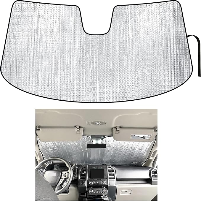 YelloPro Custom Fit Reflective Front Windshield Sunshade for 2017 2018 2019 2020 2021 2022 Ford Super Duty F-250 F250 F-350 F350 F-450 F450 F-550 F550 2Door 4Door Pickup, UV Reflector Sun Protection
