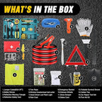 Nilight Car Emergency Kit with Jumper Cable Air Compressor Tire Repair Essential Tools First Aid Alligator Connector Electric