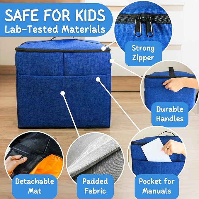 XL Toy Storage Organizer with Play Mat - Storage Bag/Box for Kids, Boys, Girls, Nursery, Playroom - Basket for Building Brick