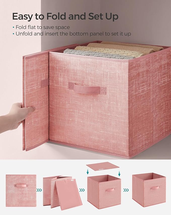 SONGMICS Storage Cubes, 13 x 13 x 13 Inches Non-Woven Fabric Bins with Double Handles, Set of 8, Closet Organizers for Shelve