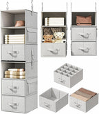 Vailando 6-Shelf Hanging Closet Organizer with 3 Drawers, 2 Separable 3-Shelf Closet Organizers and Storage for Wardrobe Orga