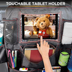 EcoNour Backseat Car Organizer (2 Pack), Heavy Duty Waterproof Stain Resistant Kick Mats Back seat Protector For Kids | Multiple Storage Pockets, Travel Accessories, Touchable Tablet Holder