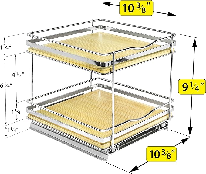 LYNK PROFESSIONAL® Élite™ Pull Out Spice Organization for Cabinets - 10-3/8 inch Wide – Spice Rack for Inside Cabinets – Wood