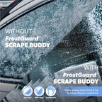 FrostGuard Scrape Buddy Car Ice Scraper Scrape with a Smile - Quickly Remove Frost, Ice and Snow from Your Vehicle Windows and Wiper Blades - Acrylic with Comfort Neoprene Sleeve - Clear Frost