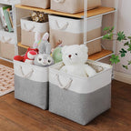 MidmmVick 13 x 13 Inch Cube Storage Bins, 4 Pack Large Collapsible Fabric Storage Bin with Ropes, Foldable Storage Cubes for 