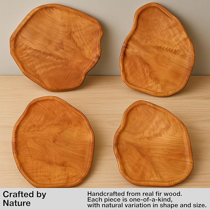 Driini Premium Handmade Root Wood Lazy Susan Turntable Organizer - Rustic Wooden Serving Platter Cheese Board (12")