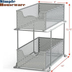 SIMPLE HOUSEWARE 2 Tier Sliding Cabinet Basket Organizer Drawer, Silver