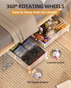 Under Bed Organizer, Storage Bins Under Bed, 60L Underbed Storage Bins for Bedroom Clothes Shoes Blankets (White, 1 Pack)