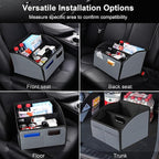 Car Storage Organizer [2025 UPDATED] Leather Car Caddy Basket for Front Seat Floor Back Seats Metal Handle 6 Compartments Adj
