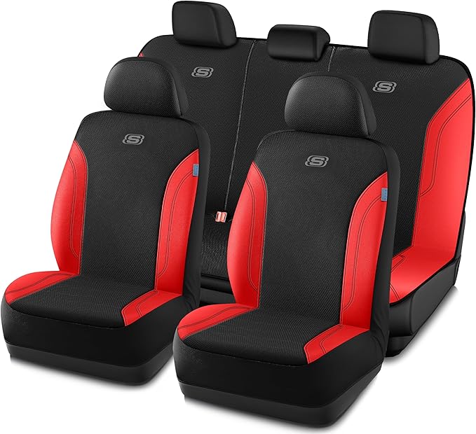 Skechers Car Seat Covers, Work Leather Seat Covers 5-Times Stronger Built-in Webbing, Oxford Fabric Seat Cover Full Sets, Air