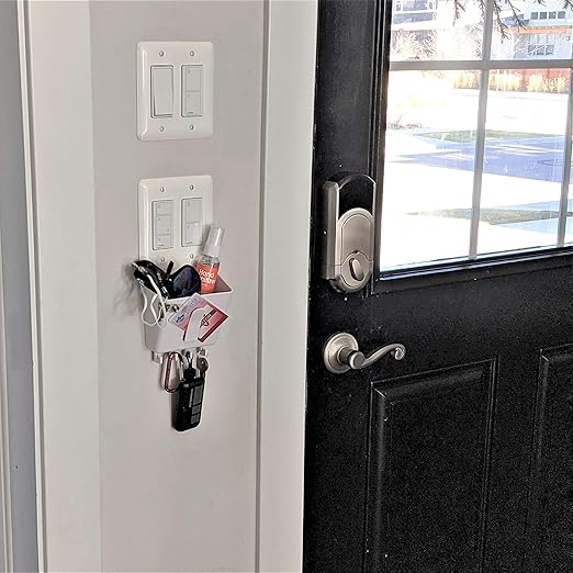 The No Screwups Switch Pocket Wall Organizer and Key Hook (Black, 1-Pack): Installs in Seconds on Any Switch or Outlet with N