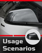Side Mirror Caps Cover Compatible with Tesla Model 3 2017 2018 2019 2020 2021 2022 2023 2024 2025 Gloss Carbon Fiber Mirror Covers