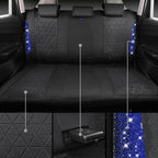 CAR PASS Oxford Bling Diamond Car Seat Covers Full Set Interior Sets, Waterproof Shining Glitter Sparkly Crystal Universal Armrest Fit 95% Automotive Truck SUV Cute Women Girl, Black Blue Rhinestone