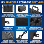 EcoNour Trunk Organizer for Car | SUV Collapsible Cargo Storage Box with Detachable Dividers, Mesh Pockets & Adjustable Straps