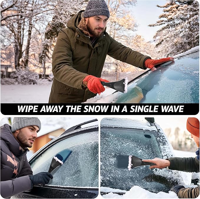 EcoNour Windshield Ice Scraper for Car | 2 Pack Scraper to Remove Snow, Frost, and Ice | Ice Crusher for Car Window with Foam Handle for Perfect Grip | Ice Removal Accessories