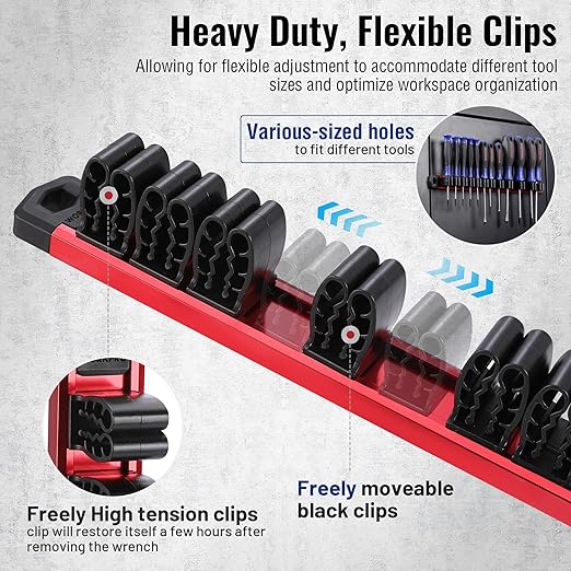 WORKPRO Magnetic Screwdriver Organizer and Wrench Organizer, Aluminum Rail Magnetic Tool Organizer, Tool Holder, Toolbox Orga