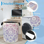 Groovy Mandala Laundry Basket Collapsible Laundry Hamper with Handle, Oxford Clothes Toy Storage Bin for Bathroom Bedroom Roo