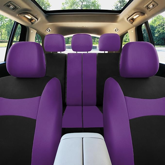 FH Group Car Seat Covers Full Set Cloth - Universal Fit, Automotive Seat Covers, Low Back Front Seat Covers, Airbag Compatibl