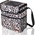 Cute Car Trash Can with Lid – Multipurpose Collapsible Trash Bin for Car, Leak-Proof Organizer, Waterproof Garbage Can with Storage Pockets & Adjustable Straps, 2 Gallons (Leopard Print)