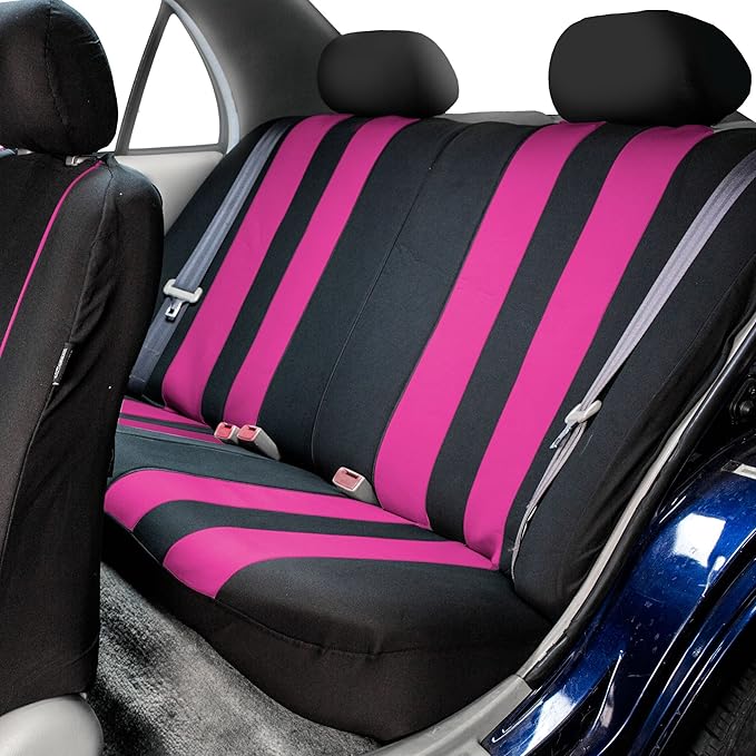 FH Group Car Seat Cover Full Set Striking Striped Car Seat Covers with Front Seat Covers and Rear Split Bench, Universal Fit 