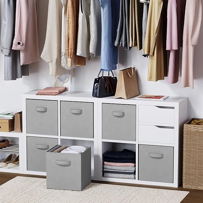 Storage Cubes Pack Of 8 - Standard Size Cube Storage Bin 10.5x10.5x11 With Dual Handles For Easy Carrying- Fabric Storage Bin