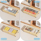 efluky 2-Pack Bamboo Under Bed Storage with Wheels, Rolling UnderBed Storage Basket with Large Dust Bag, Under Bed Storage Co