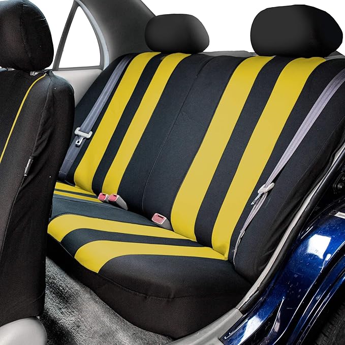 FH Group Car Seat Cover Full Set Striking Striped Car Seat Covers with Front Seat Covers and Rear Split Bench, Universal Fit 