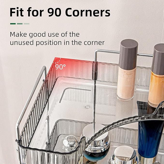 INVSSENE Corner Bathroom Countertop Organizer, Vanity Organizer Trays for Counter, Makeup Organizers, Perfume Tray, Skincare 