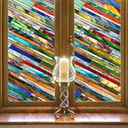 SUNBABY Stained Glass Window Privacy Film: 3D Decorative Christmas Static Clings, Vintage Windows Decals Day and Night Privacy, Home Bathroom Door Window Coverings for Winter,17.8 x 118.1 Inch