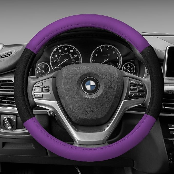 FH Group Flat Cloth Car Seat Covers Purple/Black