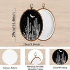 KSDUT Western Wall Decor Art - Black Cactus Wall Art Canvas Frame Hanging Prints, Vintage Southwestern Desert Eclectic Oval W