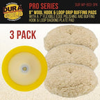 Dura-Gold 3 Pack of 8 100% Wool Hook & Loop Grip Buffing Pads with a 7" Flexible Edge Backing Plate - Compound Cutting, Polishing - Fits Auto Car Detailing Polisher Sanders - Paint, Boat