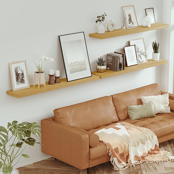 Vivelove 55 inch Long Floating Shelves for Wall, 10.3" Deep & Thicker Storage Shelf for Living Room, Kitchen, Farmhouse,Wall 